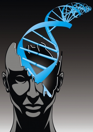 man and DNA spiral - future of biology technologies  abstract design のイラスト素材