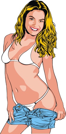 hot and sexy girl in the bikini isolated on the white backgroundのイラスト素材