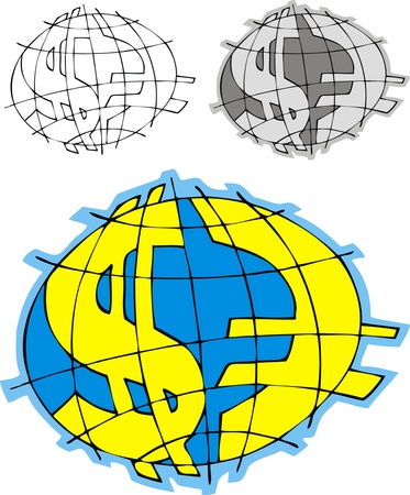 illustrated dollar and euro isolated on white backgroundのイラスト素材