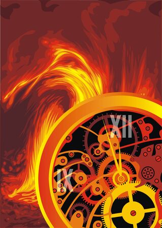 abstract clock machine as nice red background のイラスト素材