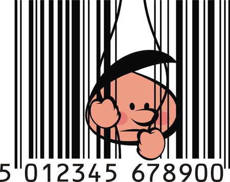 nice barcode with small boy inside thisのイラスト素材