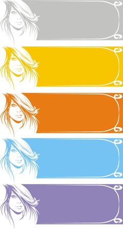 girls face and hair in different colors as fashion backgroundのイラスト素材