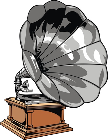 nice old gramophone isolated on white background のイラスト素材