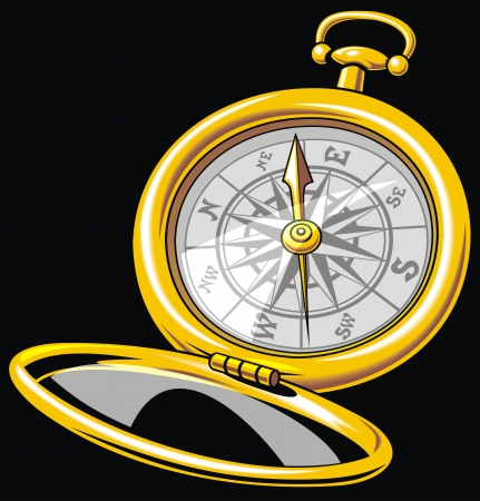 nice old compass on the black background のイラスト素材