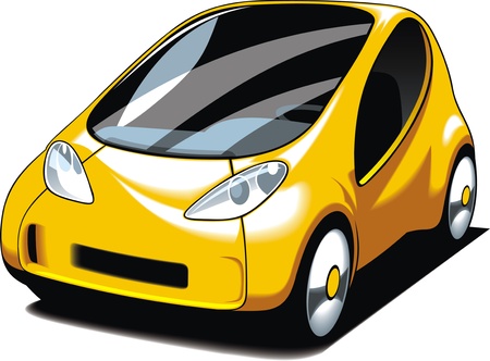 yellow small car design isolated on white backgroundのイラスト素材