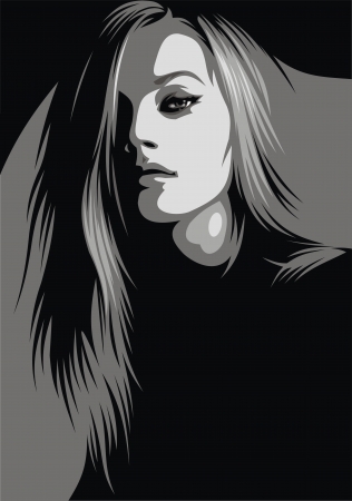 easy girl vector on the black backgroundのイラスト素材
