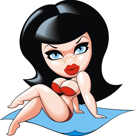 nice girl from beach isolated on white backgroundのイラスト素材