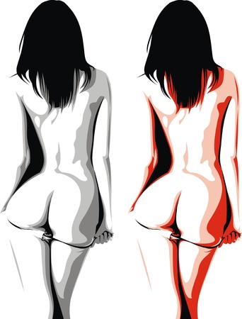 pretty sexy woman in two versions isolated on white backgroundのイラスト素材