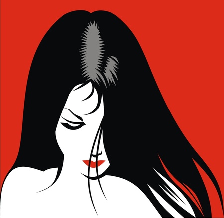 nice head pretty women on the red backgroundのイラスト素材