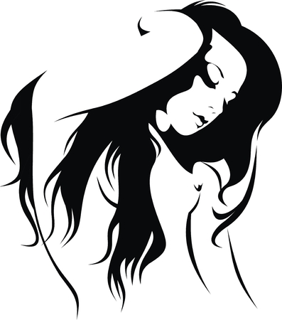 nice woman with hair isolated on white backgroundのイラスト素材