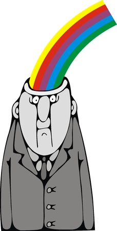 man with rainbow brain isolated on white backgroundのイラスト素材