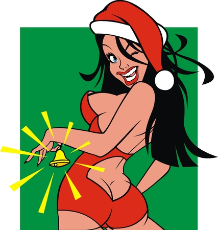 daughter of santa as nice colored backgroundのイラスト素材