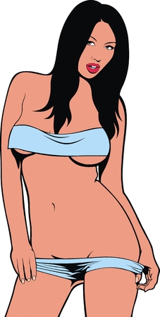 pretty bikini woman isolated on the white backgroundのイラスト素材