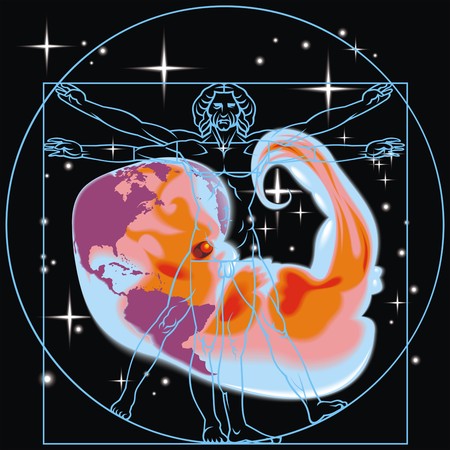 newborn (new life) on the black star backgroundのイラスト素材