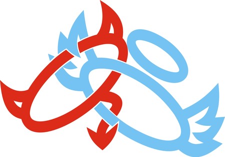 angel and devil symbols isolated on the white backgroundのイラスト素材