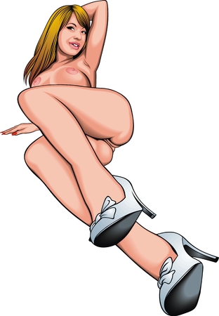hot naked girl  isolated on the white backgroundのイラスト素材