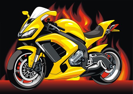 my original motorbike design on the fire backgroundのイラスト素材