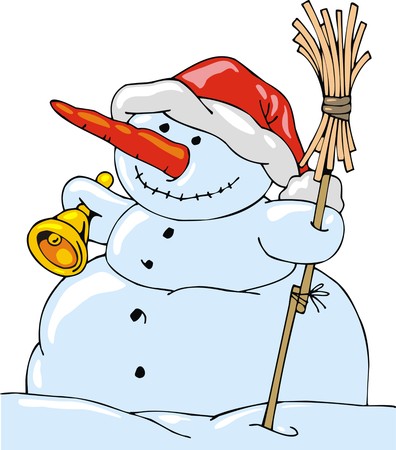 funny snowman isolated on the white backgroundのイラスト素材