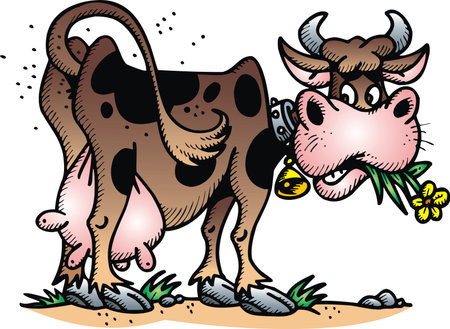 happy cow isolated on the white backgroundのイラスト素材