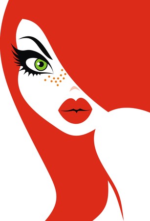 woman face and woman hair isolated on the white backgroundのイラスト素材