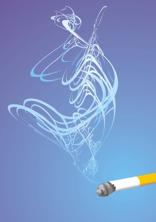 danger cigarette and smoke on the blue backgroundのイラスト素材