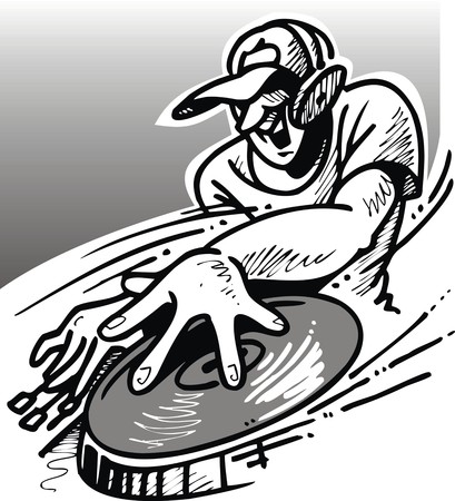 DJ man at work on the discoのイラスト素材