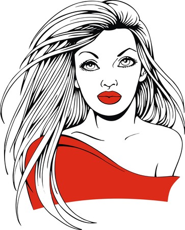 nice girl from my dream isolated on the white backgroundのイラスト素材