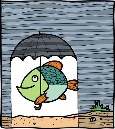 fish with the umbrella fish in the seaのイラスト素材