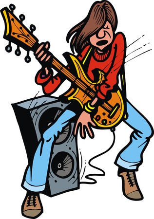 young rock guitarist isolated on the white backgroundのイラスト素材