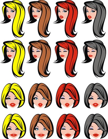 easy women heads isolated on the white backgroundのイラスト素材
