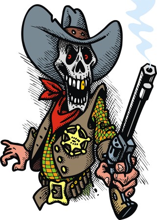 sheriff death from wild west isolated on the white backgroundのイラスト素材