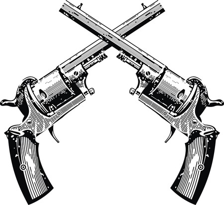 old guns isolated on the white backgroundのイラスト素材