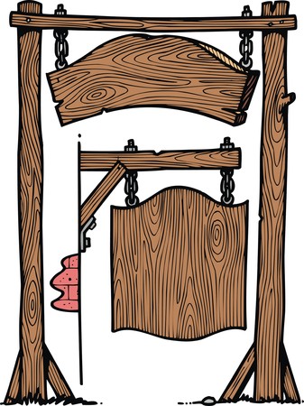 old wooden billboard isolated on the white backgroundのイラスト素材