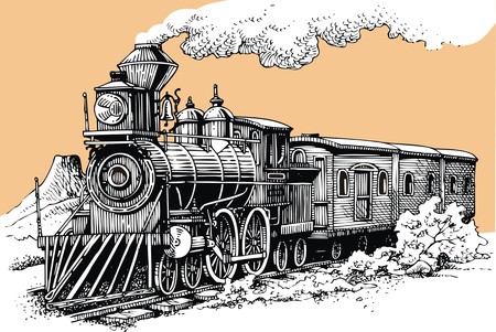 old steam machine from the wild westのイラスト素材