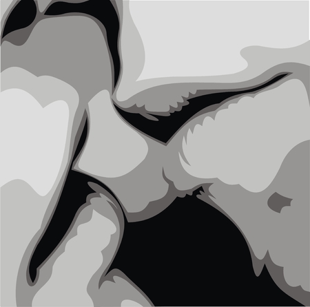 illustrated sweet kiss on the black backgroundのイラスト素材