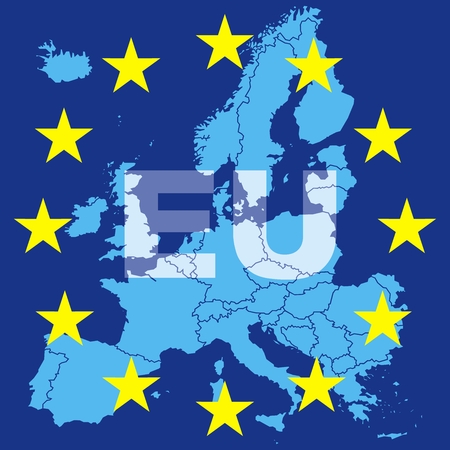 european union flag and map as nice backgroundのイラスト素材