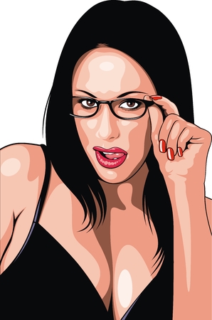 nice sexy head of woman isolated on the white backgroundのイラスト素材