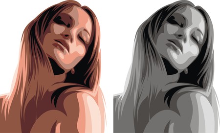 nice woman head isolated on the white backgroundのイラスト素材