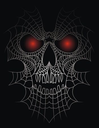 human skull as spider net as dark backgroundのイラスト素材