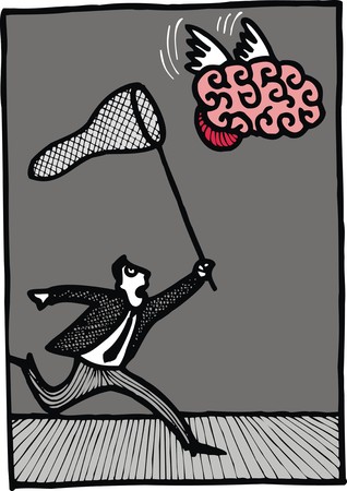 human brain at work isolated on the white backgroundのイラスト素材