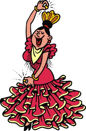 woman as flamenco dancer isolated on the white backgroundのイラスト素材