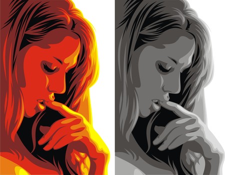 nice woman head isolated on the white backgroundのイラスト素材