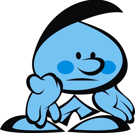 blue boy and negative smiles isolated on the white backgroundのイラスト素材