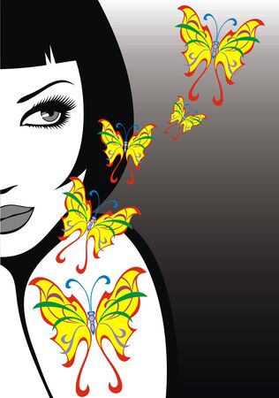 beauty woman head with face from my dreamのイラスト素材