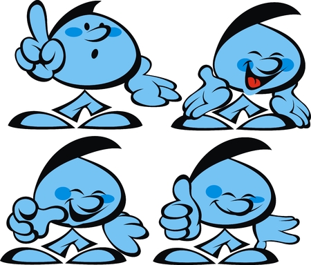 bklue boy and positive smile isolated on the white backgroundのイラスト素材