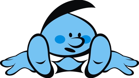 blue boy and negative smiles isolated on the white backgroundのイラスト素材