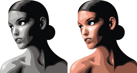 nice woman head isolated on the white backgroundのイラスト素材