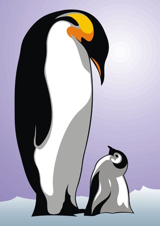 nice penguins family in the fresh snowのイラスト素材