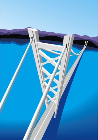 long bridge and blue sea as nice backgroundのイラスト素材