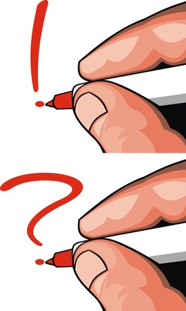 hand is writing question isolated on the white backgroundのイラスト素材